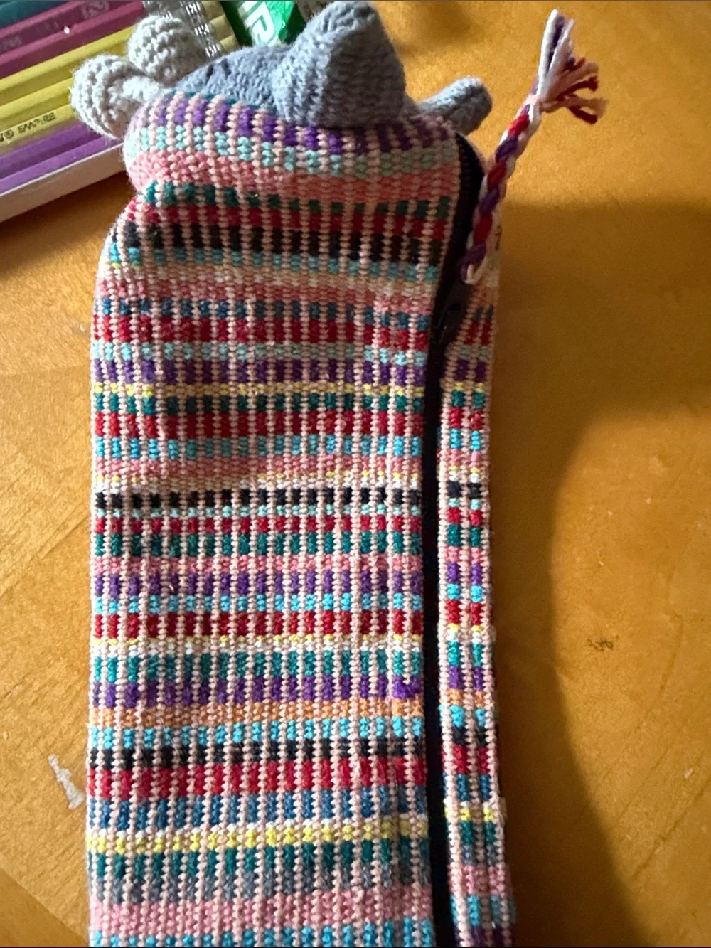Pencil case & pencils wovencat bag soft knit